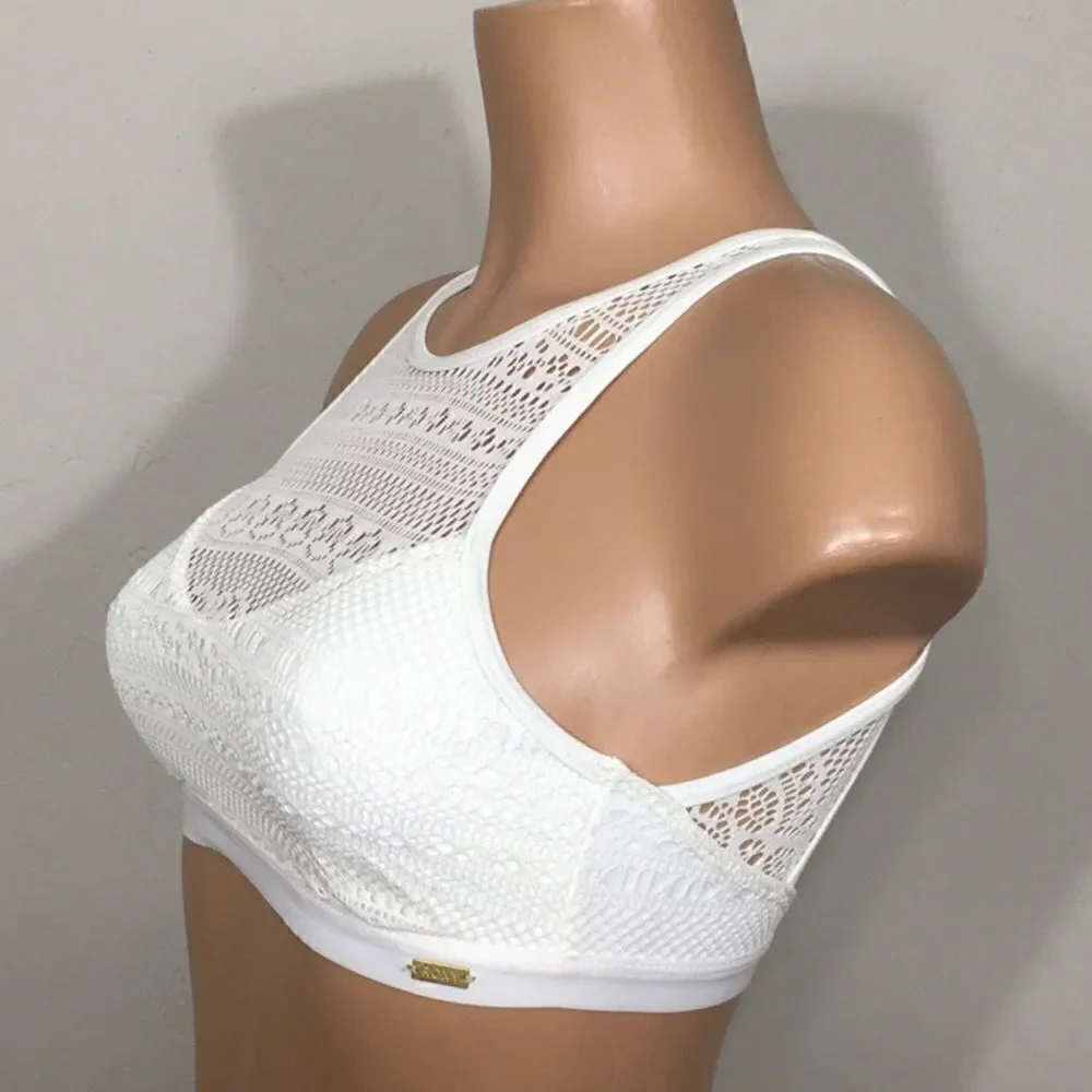 ROXY ivory crochet bikini set. New